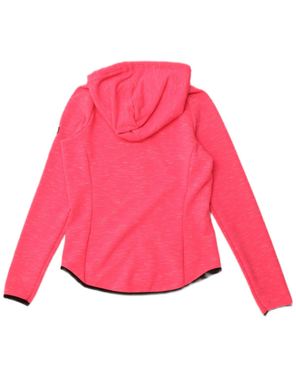 SUPERDRY Pull à capuche zippé graphique pour femme UK 10 Petit Rose Moucheté
