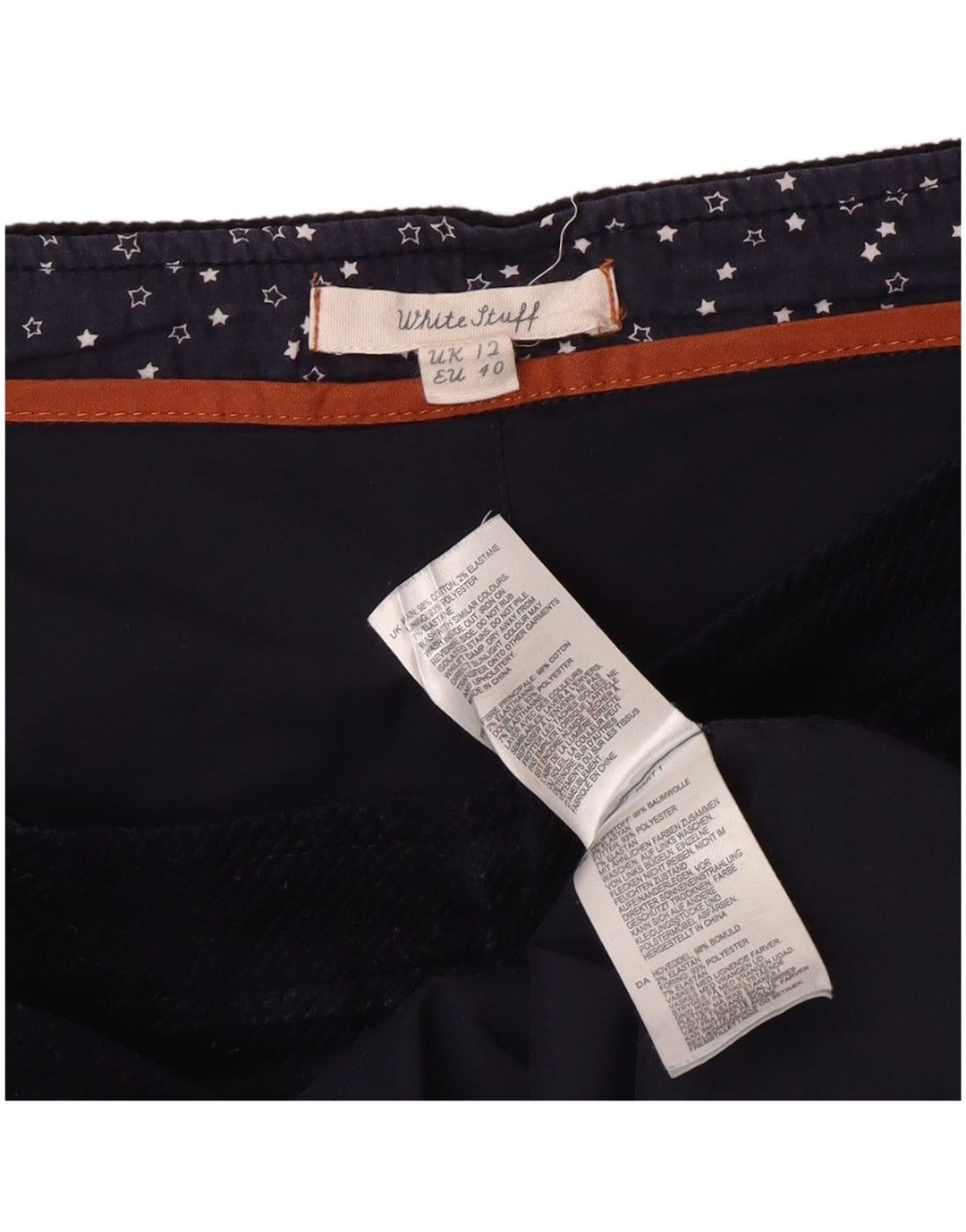 WHITE STUFF Jupe en velours côtelé pour femme UK 12 Medium W34 Bleu marine Coton