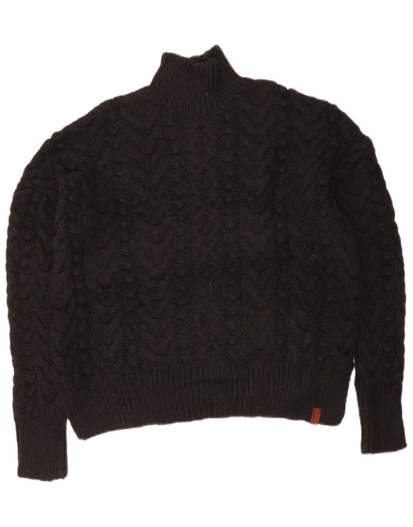 Superdry Pull surdimensionné à col roulé pour femme UK 10 Petit Noir