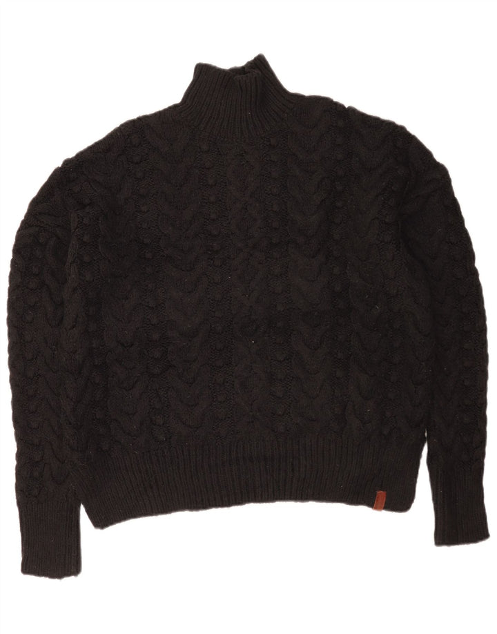 Superdry Pull surdimensionné à col roulé pour femme UK 10 Petit Noir