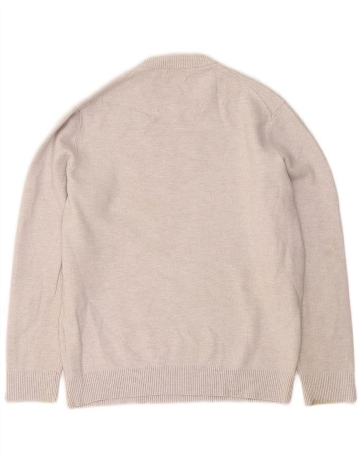 Massimo Dutti Pull ras du cou pour homme, grand gris, polyamide