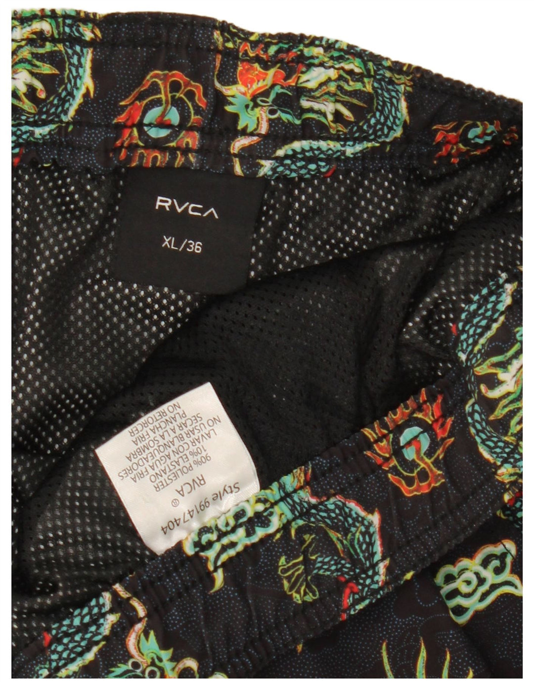 RVCA Short de Bain à Motif Abstrait pour Homme XL Noir Fair Isle Polyester