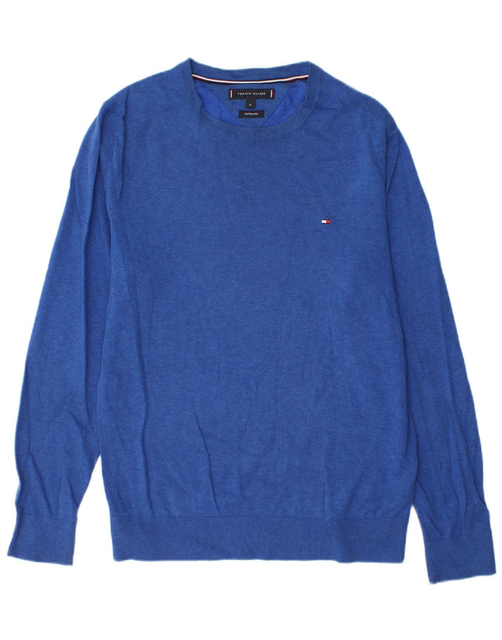 Tommy Hilfiger Pull Col Ras du Cou Homme Bleu Moyen Coton