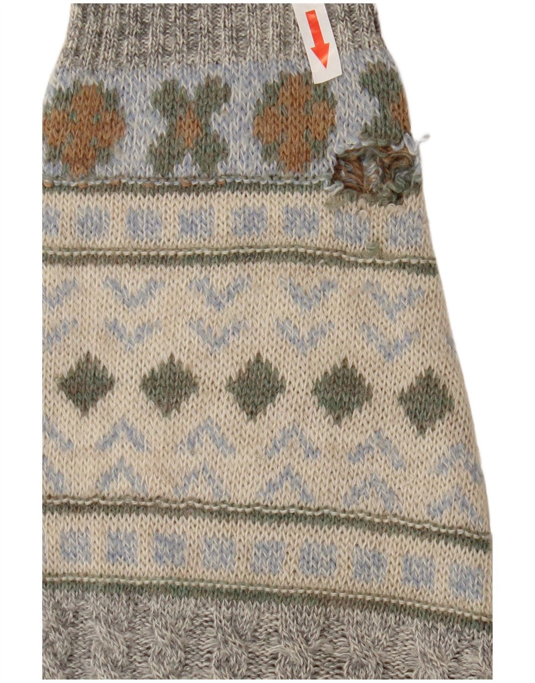 vintage Mens Crew Neck Jumper Pull Moyen Gris Géométrique