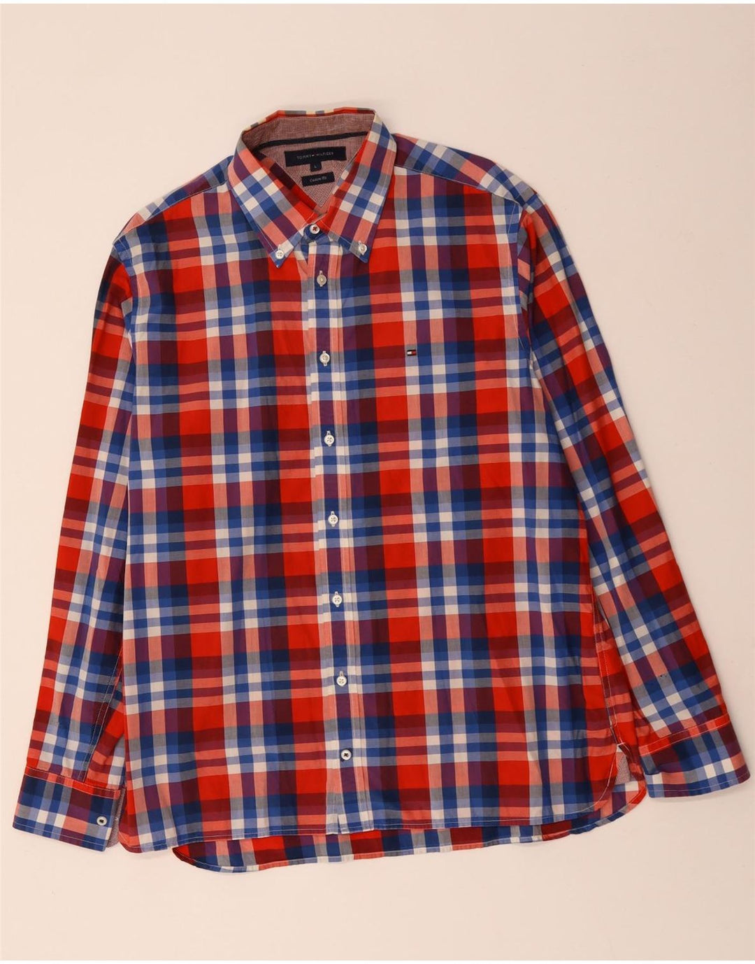 TOMMY HILFIGER Chemise sur mesure pour homme en coton à grands carreaux multicolores