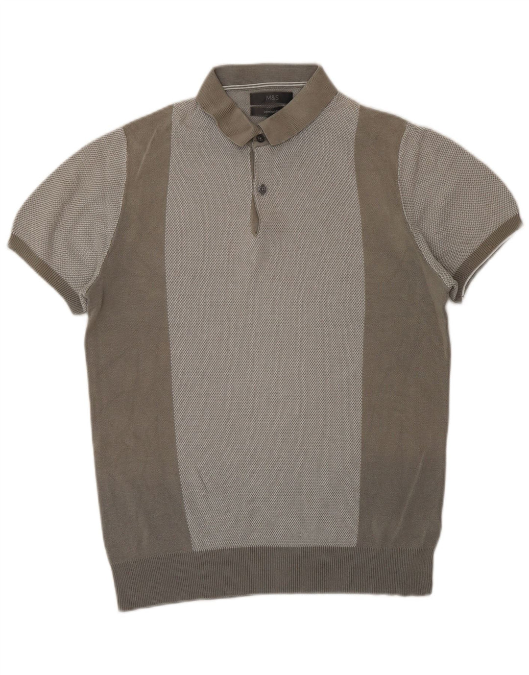 Marks & Spencer Pull à manches courtes et col polo pour homme, petit gris