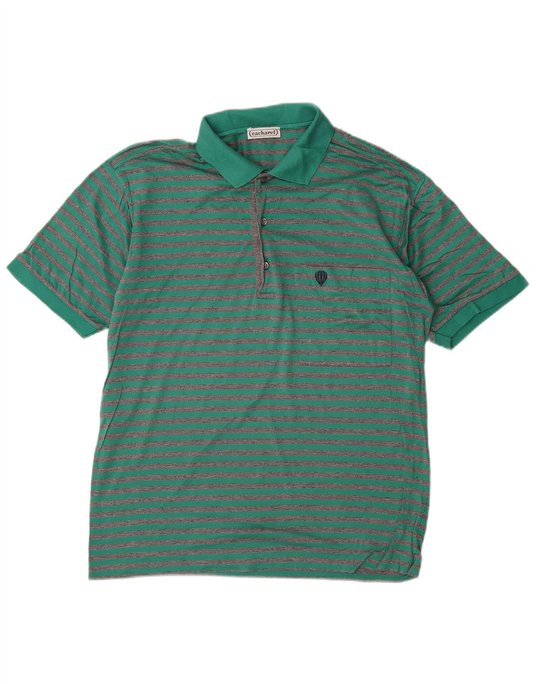 CACHAREL Polo Homme Petit Coton Rayé Vert