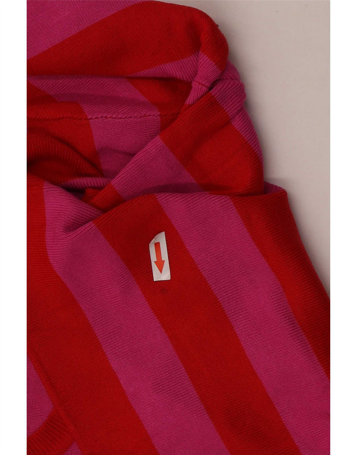 Zara Womens Crop Top Manches Longues UK 12 Viscose Rayé Rouge Moyen