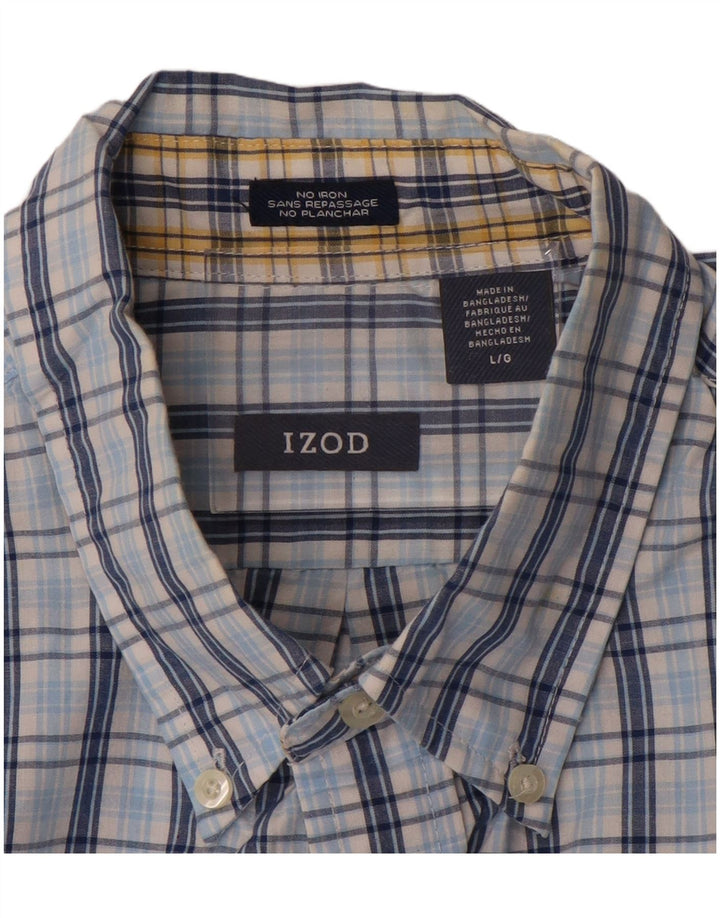IZOD Chemise Homme Grand Carreau Bleu Coton