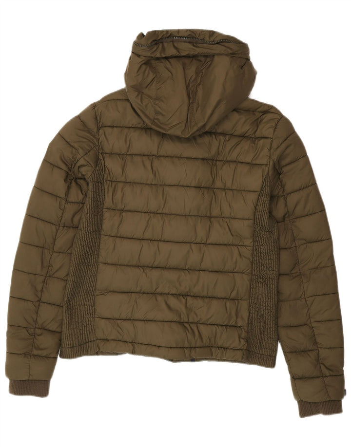 SUPERDRY Veste matelassée à capuche pour femme UK 16 Large Kaki Nylon
