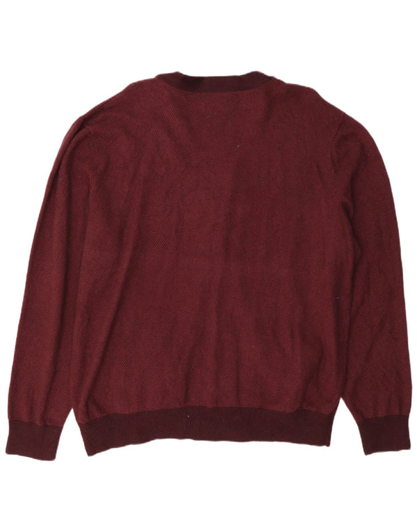 Chaps Pull Cardigan Homme 2XL Coton Bordeaux
