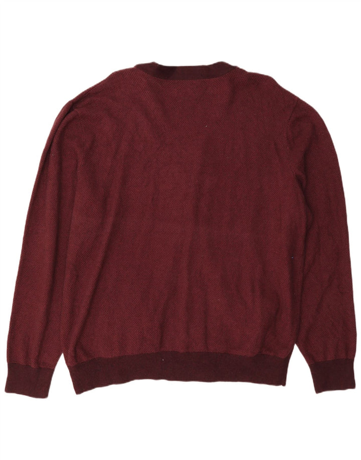 Chaps Pull Cardigan Homme 2XL Coton Bordeaux