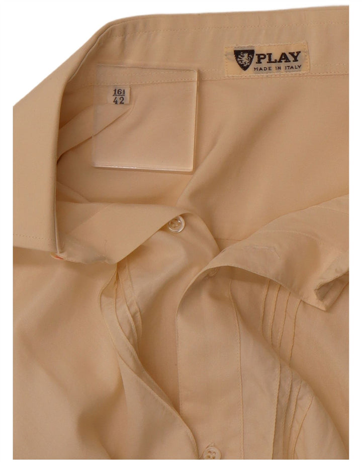 PLAY Chemise formelle pour homme Taille 42 16 1/2 Grande soie beige