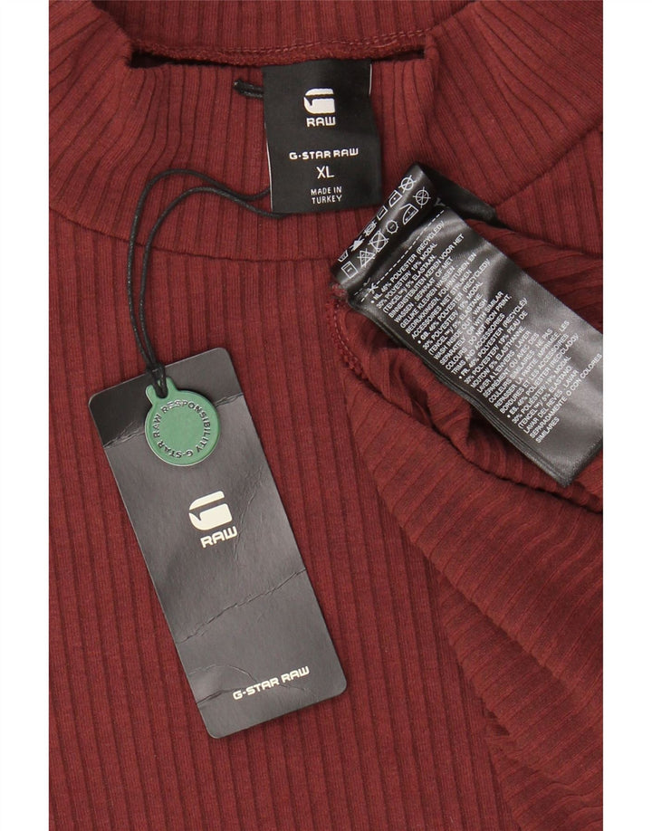 G-Star Femme Maxi Robe Pull à Manches Longues UK 18 XL Bordeaux Polyester