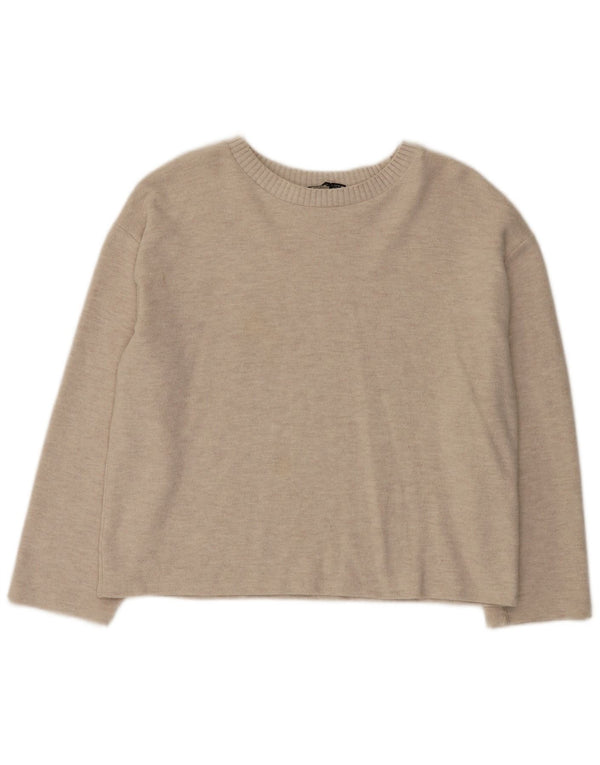 Zara Pull col bateau pour femme UK 16 Large Beige Polyester