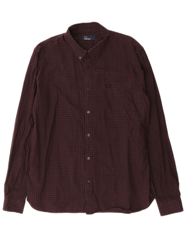 Fred Perry Chemise Homme XL Bordeaux Check Coton