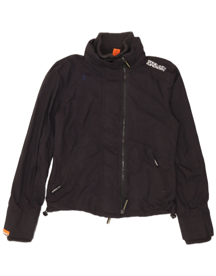 Superdry Veste de Pluie Femme UK 16 Large Noir Nylon