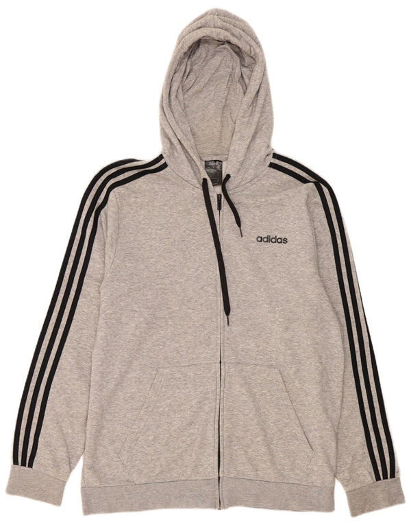 Adidas Pull à capuche zippé pour homme Grand coton gris