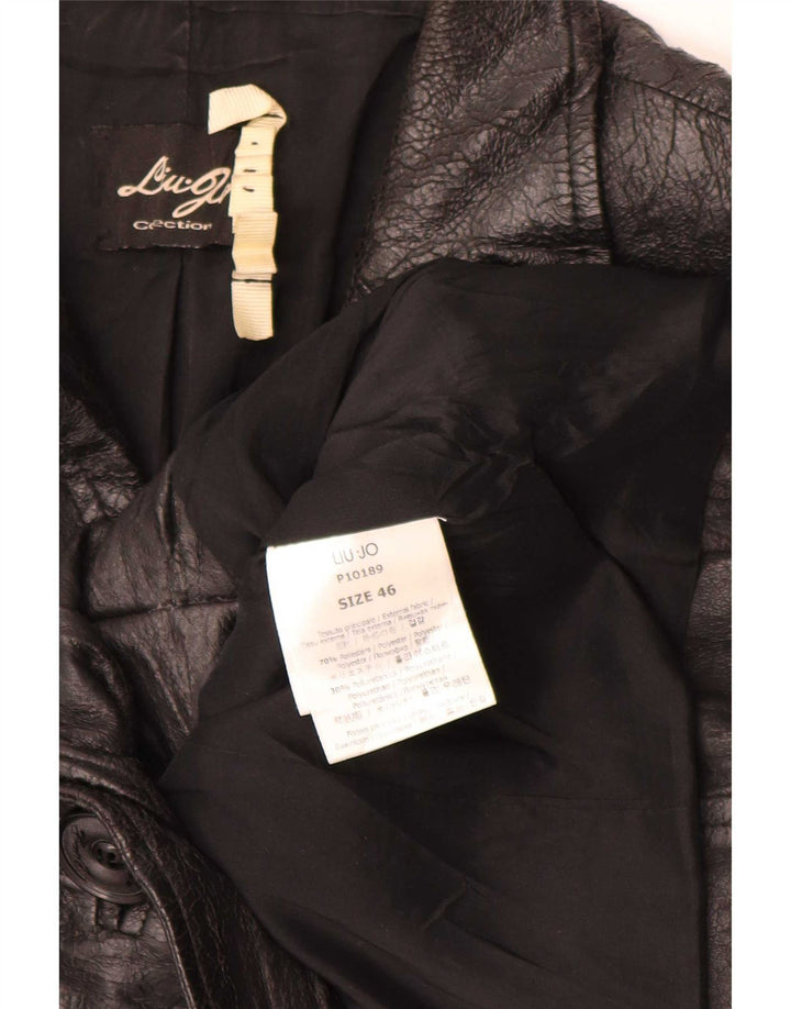 Liu Jo Veste blazer courte en simili cuir avec 1 bouton pour femme IT 46 Large Noir