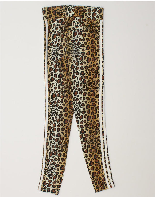 Adidas Leggings Femme UK 6 XS Marron Imprimé Animal Coton