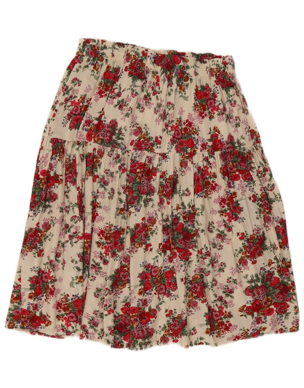jupe plissée femme vintage W26 Petit Off White Floral