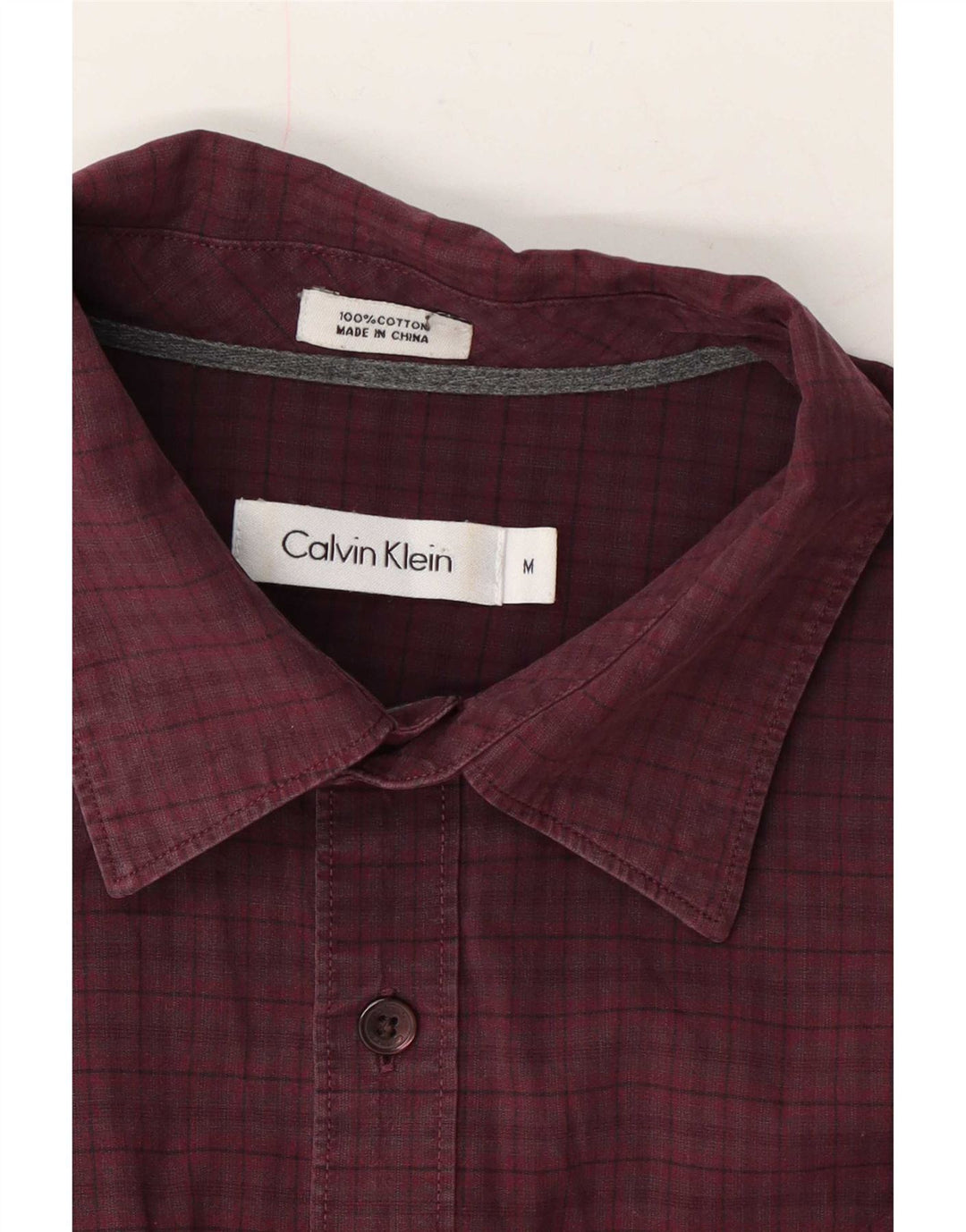 Calvin Klein Chemise homme en coton vichy bordeaux moyen