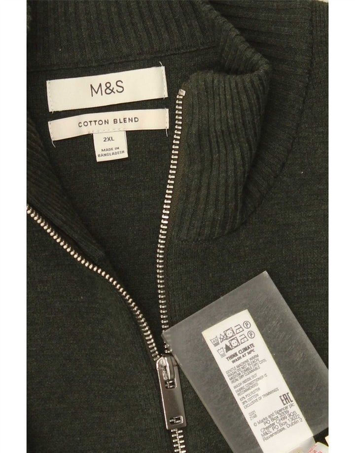 Marks & Spencer Pull Cardigan Homme 2XL Kaki Polyester