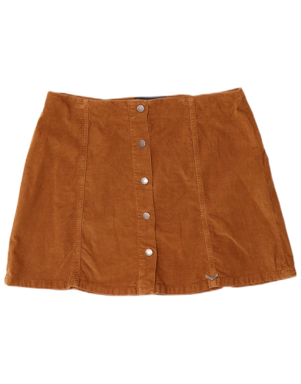 Superdry Femme Taille Basse Mini Jupe En Velours Côtelé Large W34 Coton Marron