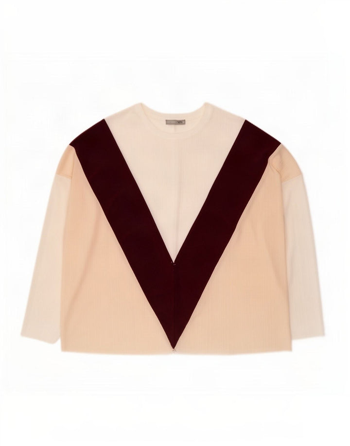 Zara Femme Haut Oversize Manches 3/4 UK 14 Medium Multicolore Colourblock