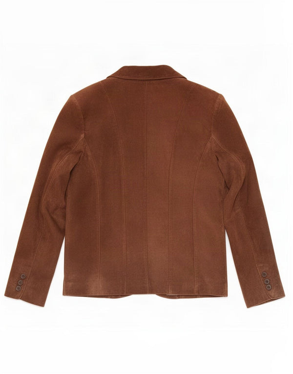 veste blazer en daim femme vintage IT 40 petit cuir marron