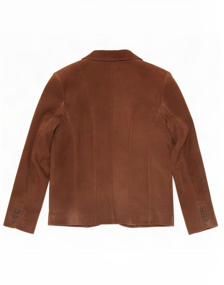 veste blazer en daim femme vintage IT 40 petit cuir marron