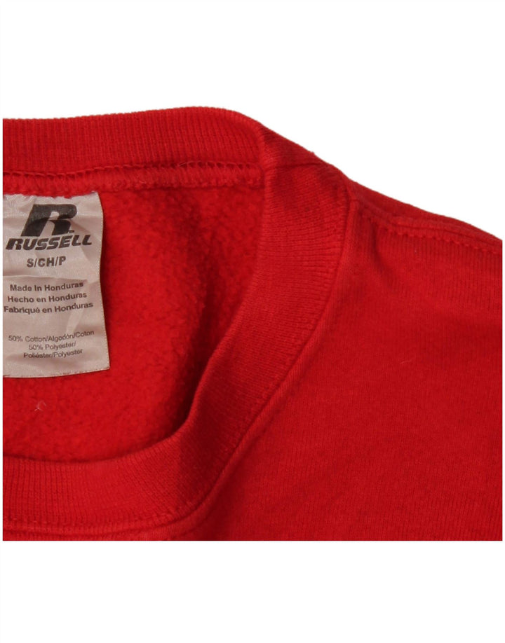 RUSSELL ATHLETIC Sweat-shirt surdimensionné pour femme UK 10 Petit coton rouge