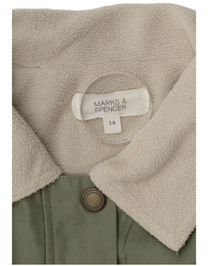 Marks & Spencer Veste parka surdimensionnée Sherpa pour femme UK 14 Large Vert