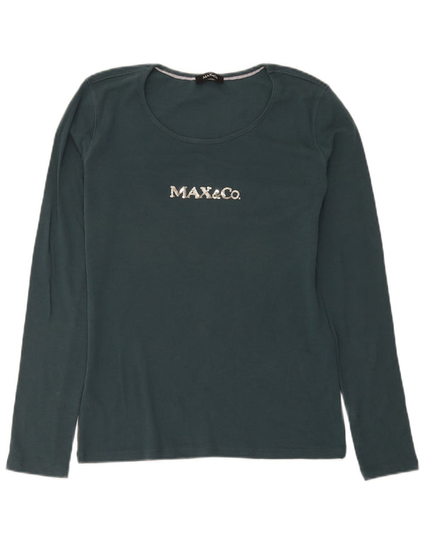 Max & Co. Haut graphique à manches longues pour femme UK 12 Coton vert moyen