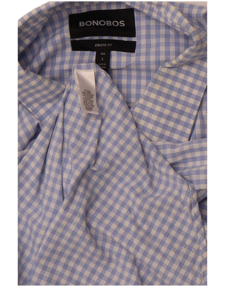 BONOBOS Chemise athlétique pour hommes en nylon vichy bleu moyen