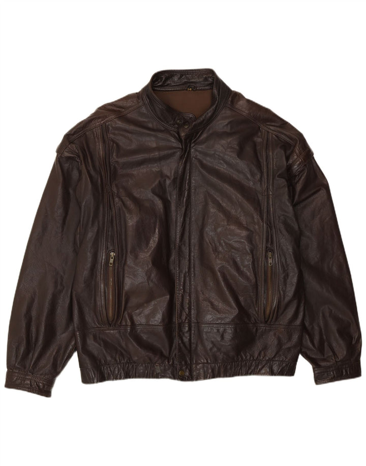 Veste en cuir homme vintage IT 54 2XL Cuir marron