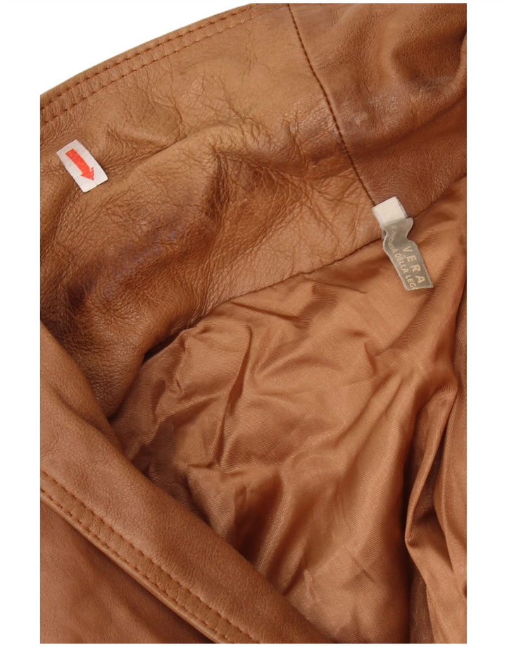 VINTAGE Veste en cuir militaire pour homme UK 44 2XL Cuir marron