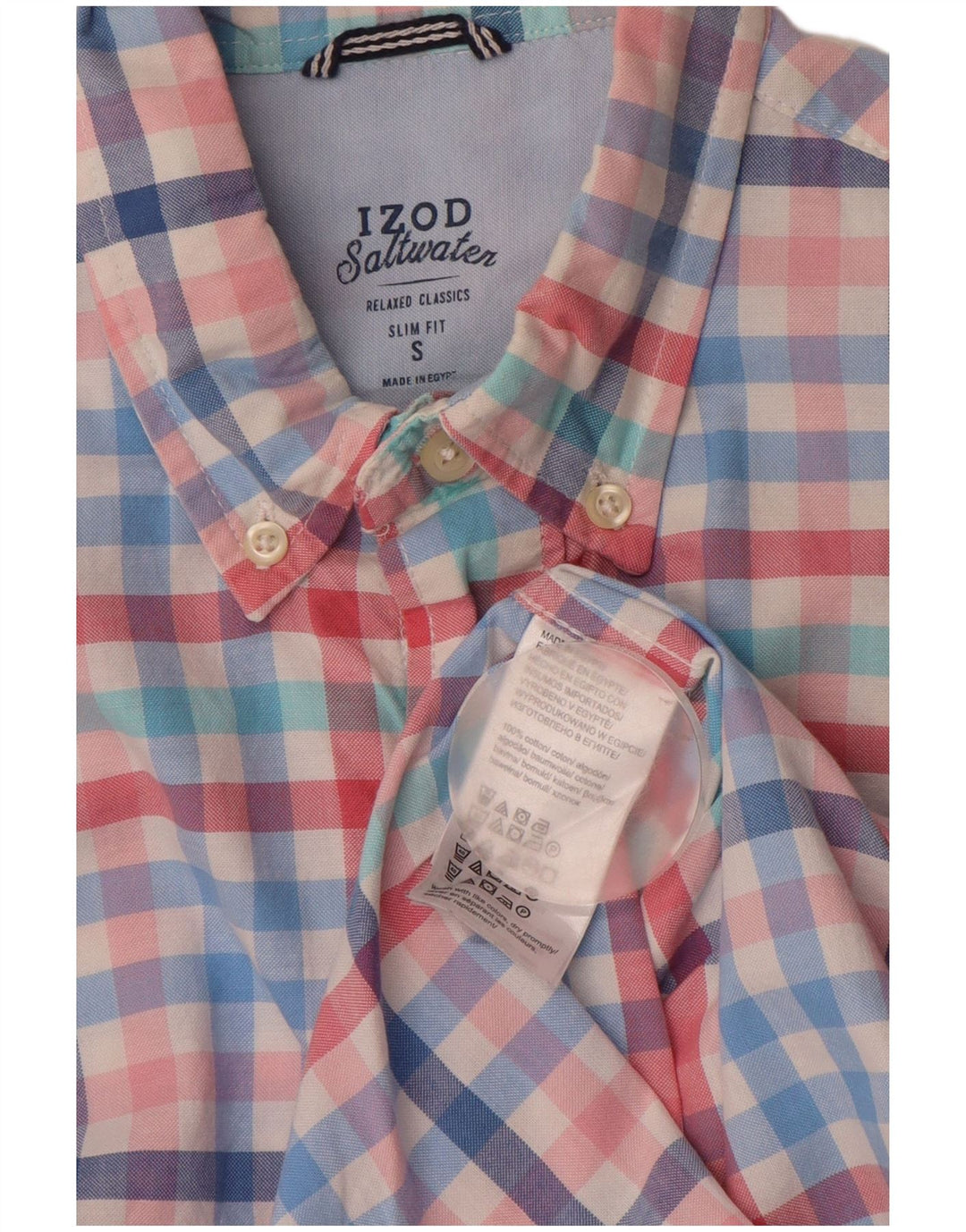 IZOD Chemise Slim Fit Salt Water Homme Petit Carreau Multicolore Coton