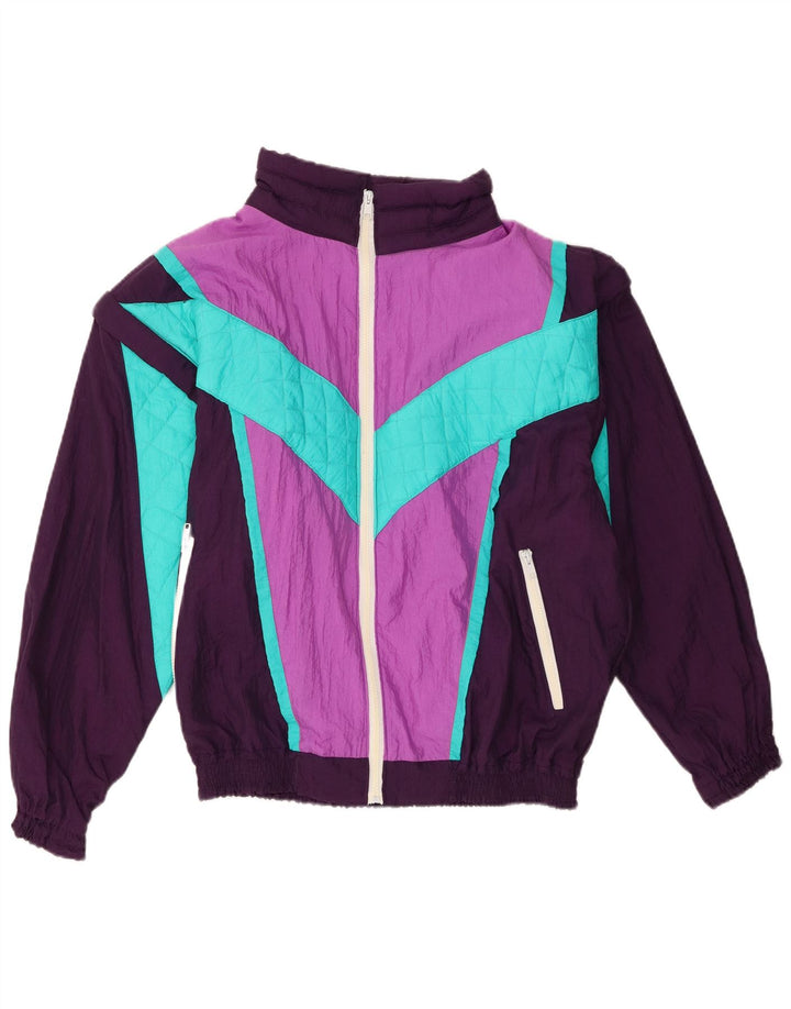 vintage Mens Survêtement Top Veste Petit Violet Colourblock