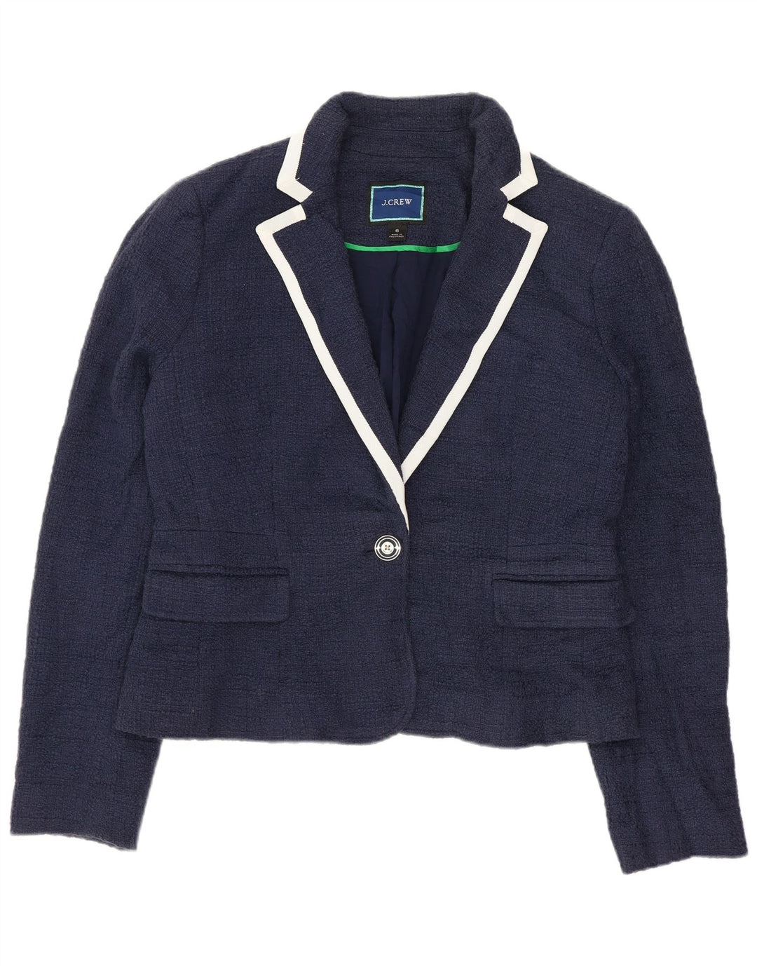 J. Crew Veste blazer courte à 1 bouton pour femme US 6 en coton bleu marine moyen