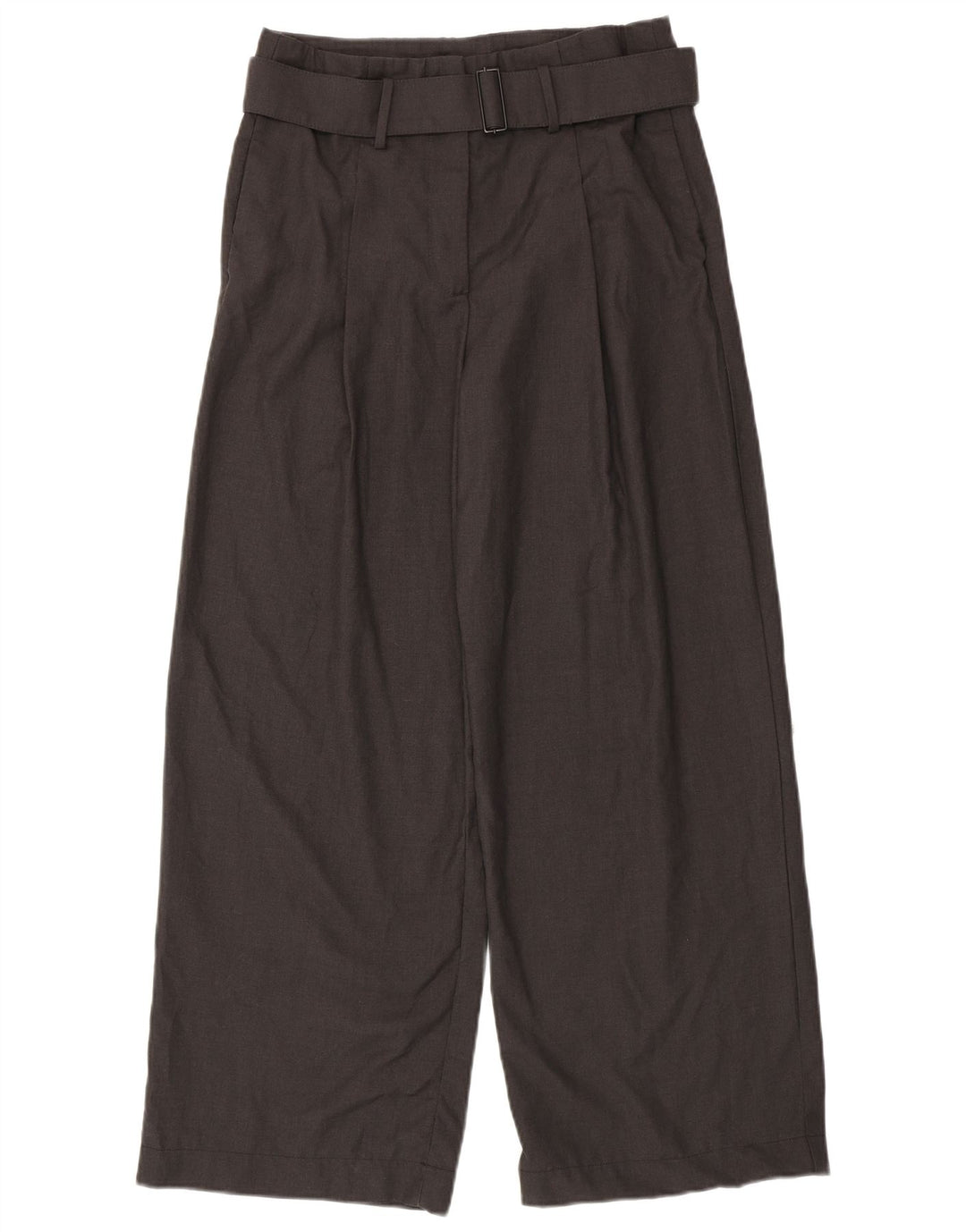 ZARA Pantalon décontracté à jambe large pour femme Moyen W28 L29 Gris Polyester