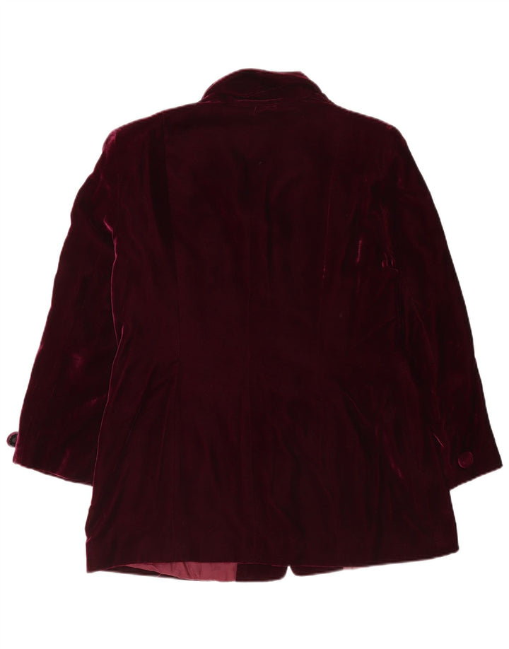 Luisa Spagnoli Veste blazer en velours à 4 boutons pour femme UK 14 Bordeaux moyen