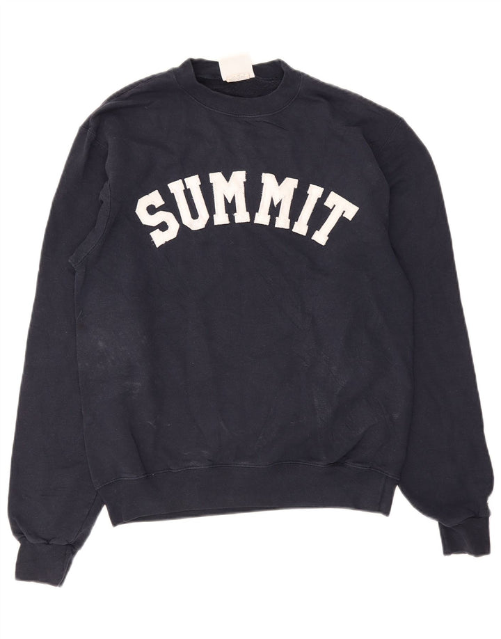 Champion Homme Summit Graphic Sweatshirt Jumper Petit Bleu Marine Coton