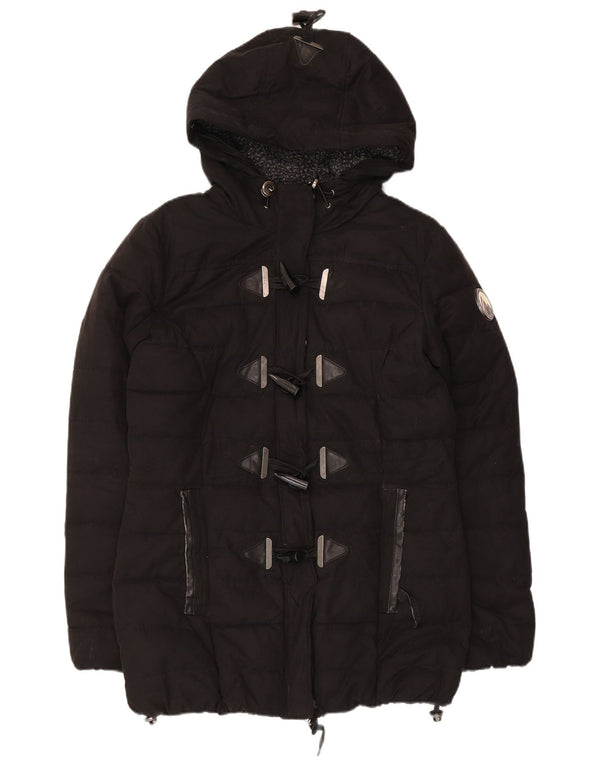 Superdry Veste matelassée à capuche pour femme UK 12 Medium Noir Polyester