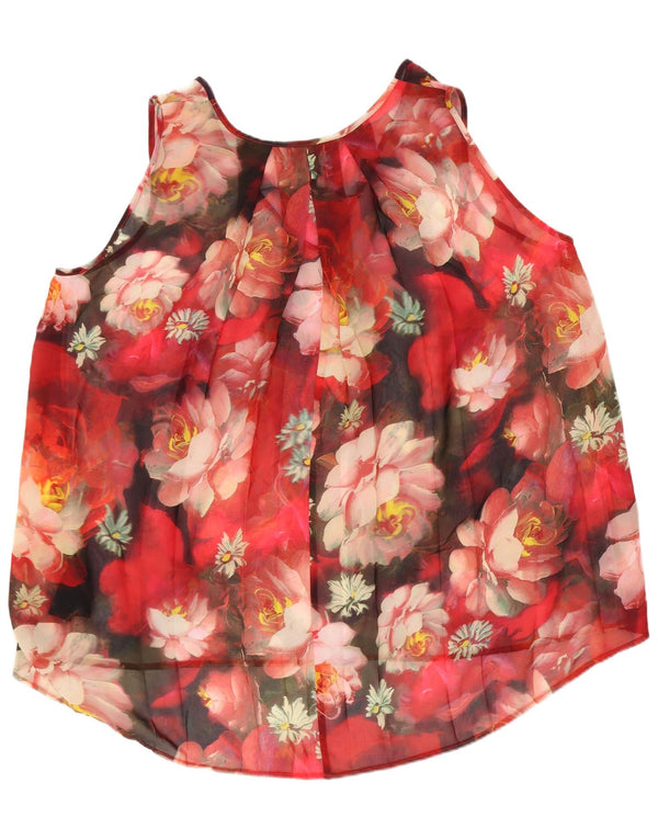 Ted Baker Haut Chemisier Femme UK 44 Grand Rouge Floral Polyester