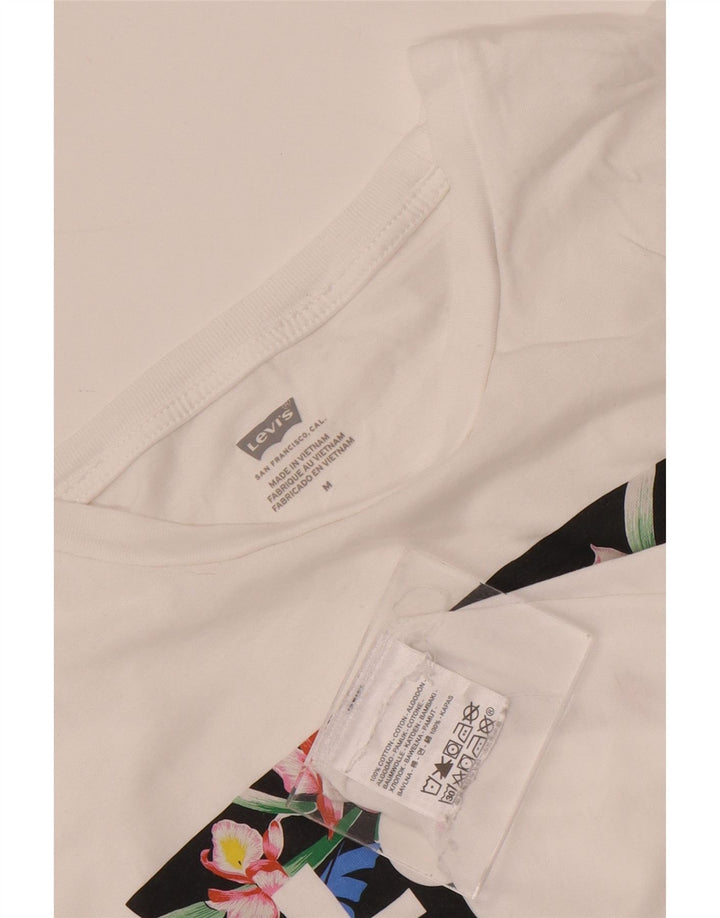 Levi's T-Shirt Graphique Femme UK 12 Coton Blanc Moyen
