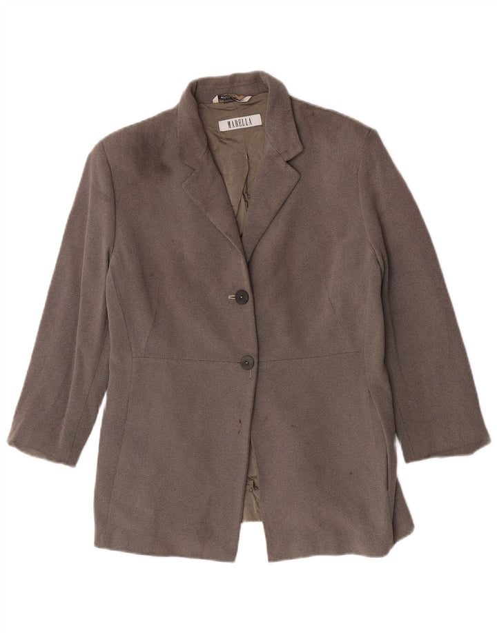 Marella Veste Blazer 2 Boutons Femme UK 16 Large Gris Viscose