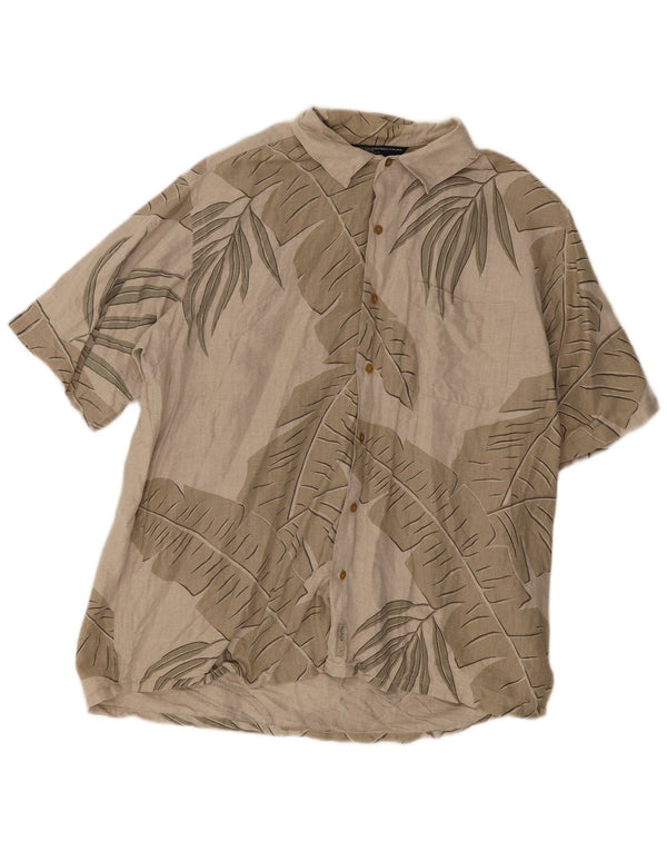Nautica Chemise à manches courtes pour homme en lin floral gris
