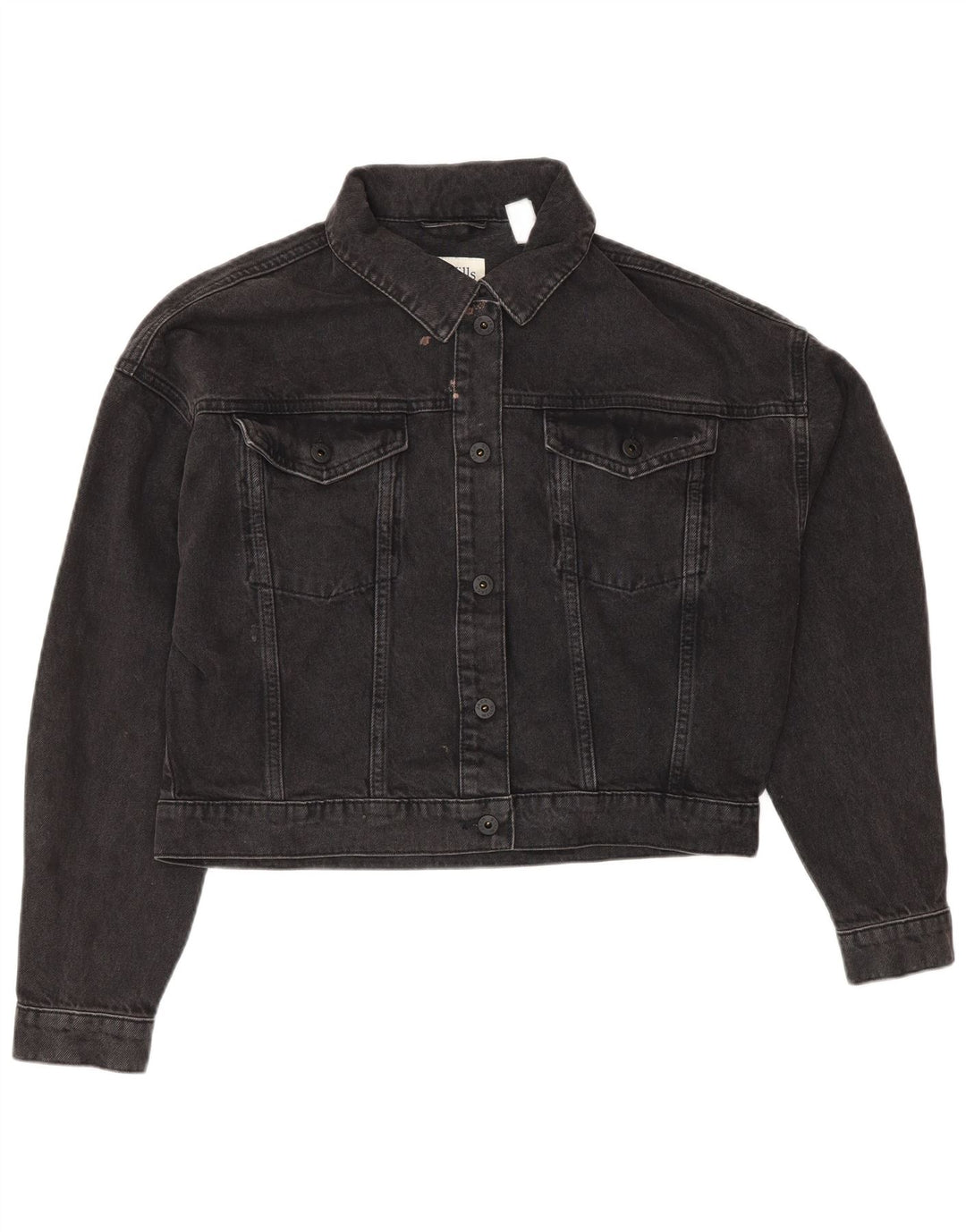 JACK WILLS Veste en jean courte surdimensionnée pour femme UK 10 Petit coton gris