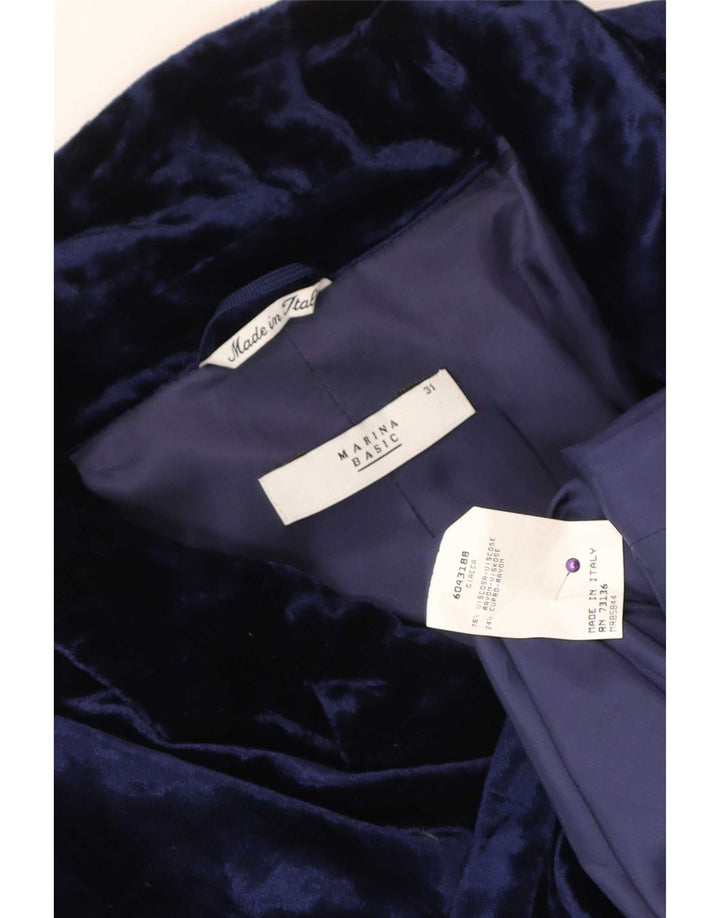 Marina Rinaldi Veste blazer basique en velours à 2 boutons pour femme Taille 31 XL Bleu